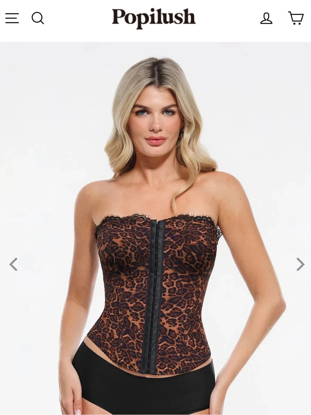 Popilush Shapewear Sculpting Leopard Print Mesh Detachable Strap Corset Top LRG